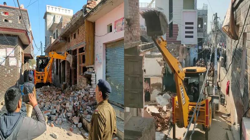 Haryana: Houses of 4 drug peddlers demolished in Rajthal, Panchayati land was encroached upon, 21 cases against all four