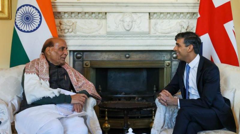 Defense Minister Rajnath Singh met British Prime Minister Rishi Sunak