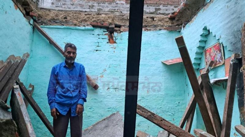 Roof of house collapsed due to heavy rain