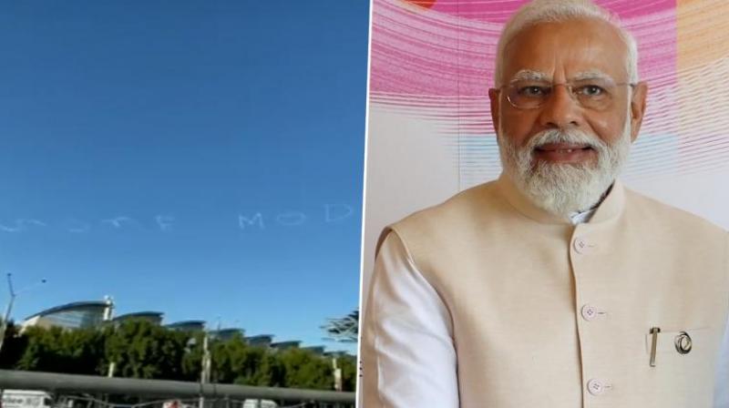 PM Modi received a grand welcome in Sydney, 'Welcome Modi' written in the sky