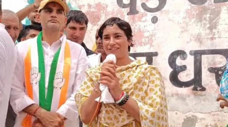 Haryana Elections 2024 hand mark On 5th will act as a slap - Vinesh Phogat