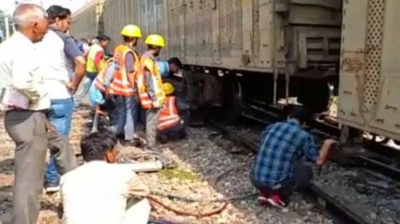 UP: Three coaches of the goods train derailed in Sambhal's Chandausi,