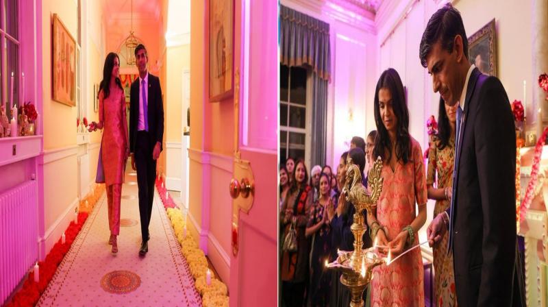UK PM Rishi Sunak and Wife Akshata Murty's Diwali Celebrations 