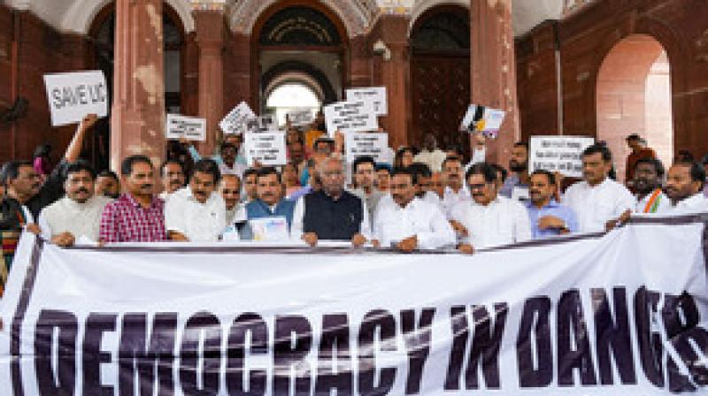 Opposition parties take out march demanding JPC in Adani case