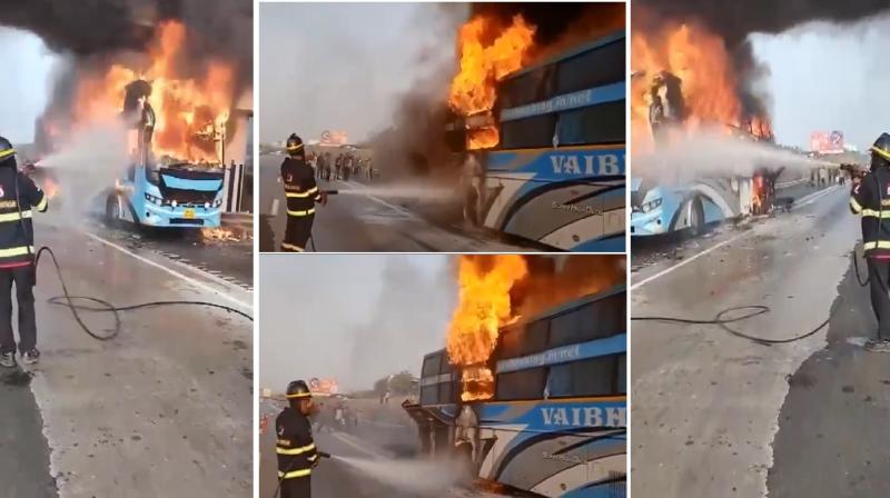 Mumbai-Pune Expressway bus Fire Maharashtra news in hindi