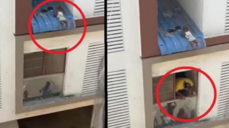 Newborn was about to fall from the balcony news in hindi