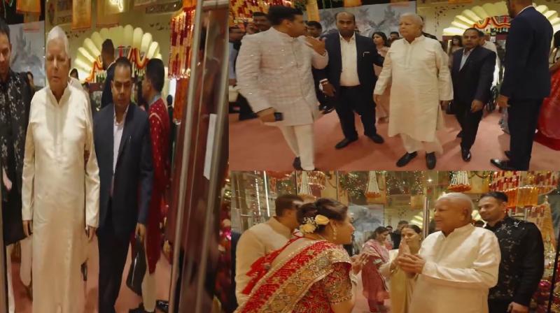 Lalu Yadav arrives with family at Anant-Radhika wedding news in hindi