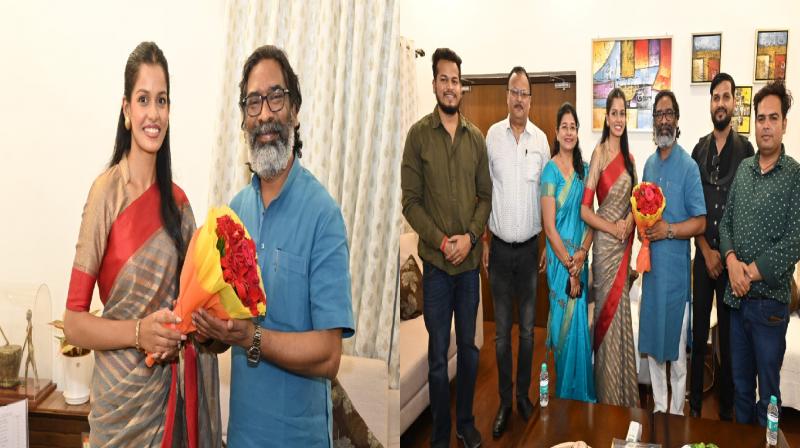 Femina Miss India Jharkhand- 2024 winner Ms. Riya Nandini pays courtesy visit to CM Soren