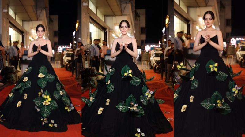 Urfi Javed seen in a gown decorated with flowers and butterflies news in hindi