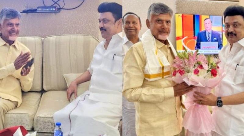 Chandrababu Naidu and MK Stalin met at Delhi airport late night