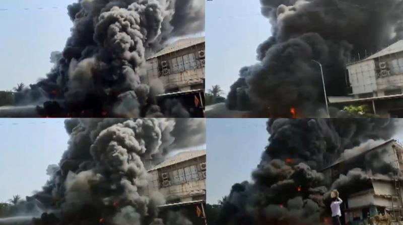 Navi Mumbai massive fire broke out in chemical factory news in hindi