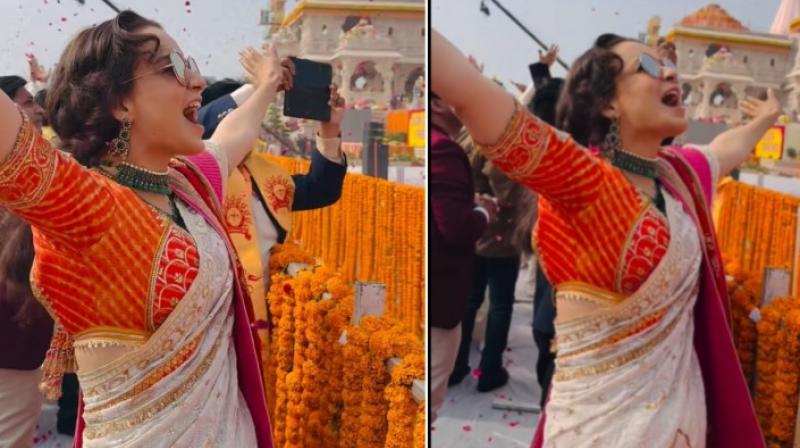 Kangana Ranaut jumped with joy when flowers showered on Ram temple