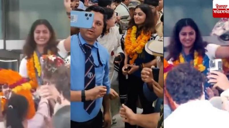 Manu Bhaker returned to the country with 2 Olympic medals, received a warm welcome at Delhi airport 