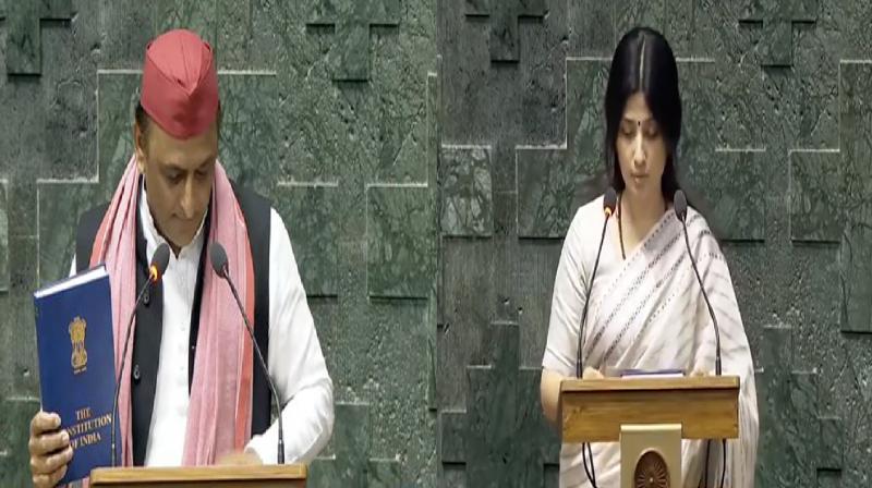 Many SP MPs including Akhilesh Yadav and wife Dimple took oath as Lok Sabha members.