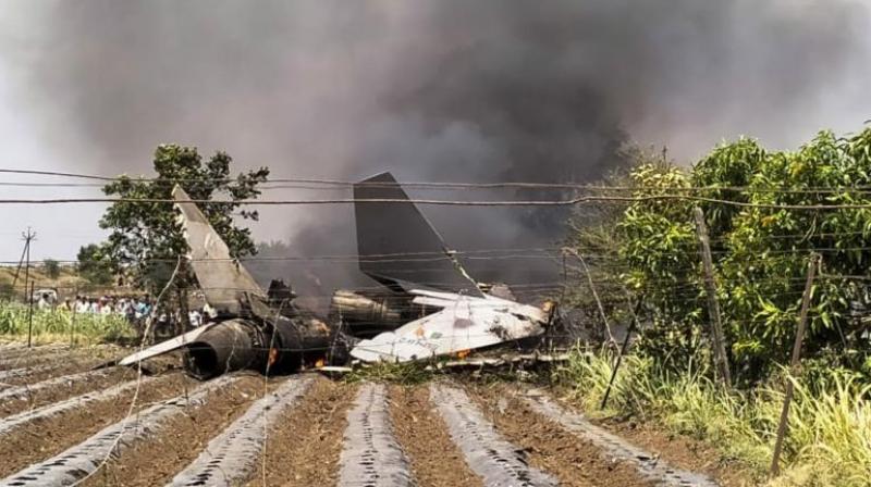  Pune: Remains of a Sukhoi fighter plane of the Indian Air Force (IAF) after it crashed, in Nashik district, Tuesday, June 4, 2024. Pilots of the aircraft ejected safely. (PTI Photo)