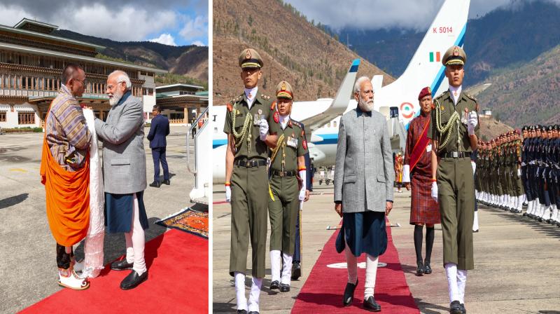 PM Modi arrives on two-day state visit to Bhutan, receives warm welcome