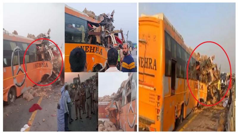 Agra-Lucknow highway bus accident, 4 killed in bus-truck collision news in hindi