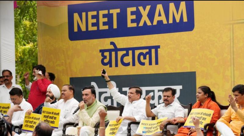 NEET Result 2024 Controversy: Aam Aadmi Party demonstrated at Jantar Mantar