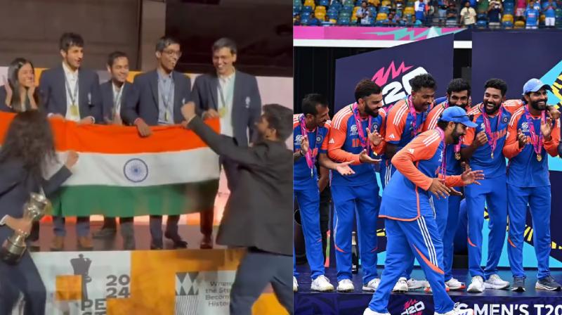 Indian team celebrated historic double gold in Chess Olympiad  2024 in Rohit Sharma style; Video