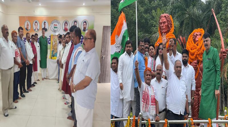Congress garlanded the statue of Sidhu-Kanhu news in hindi