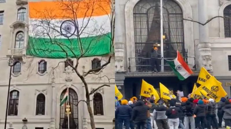  Anti-national protesters in London tried to bring down the tricolor at the High Commission
