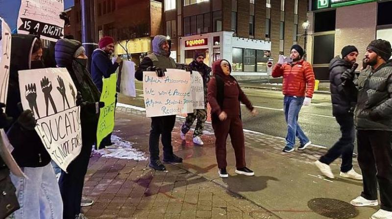 Punjabi International Students Protest Canada  Algoma University Brampton University