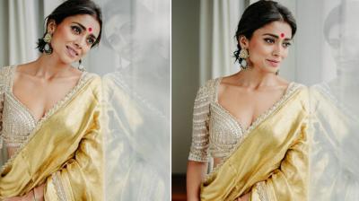 Shriya Saran:गोल्डन साड़ी में 'दृश्यम' की